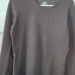 Cuddl Duds Textured Gray Top-Medium